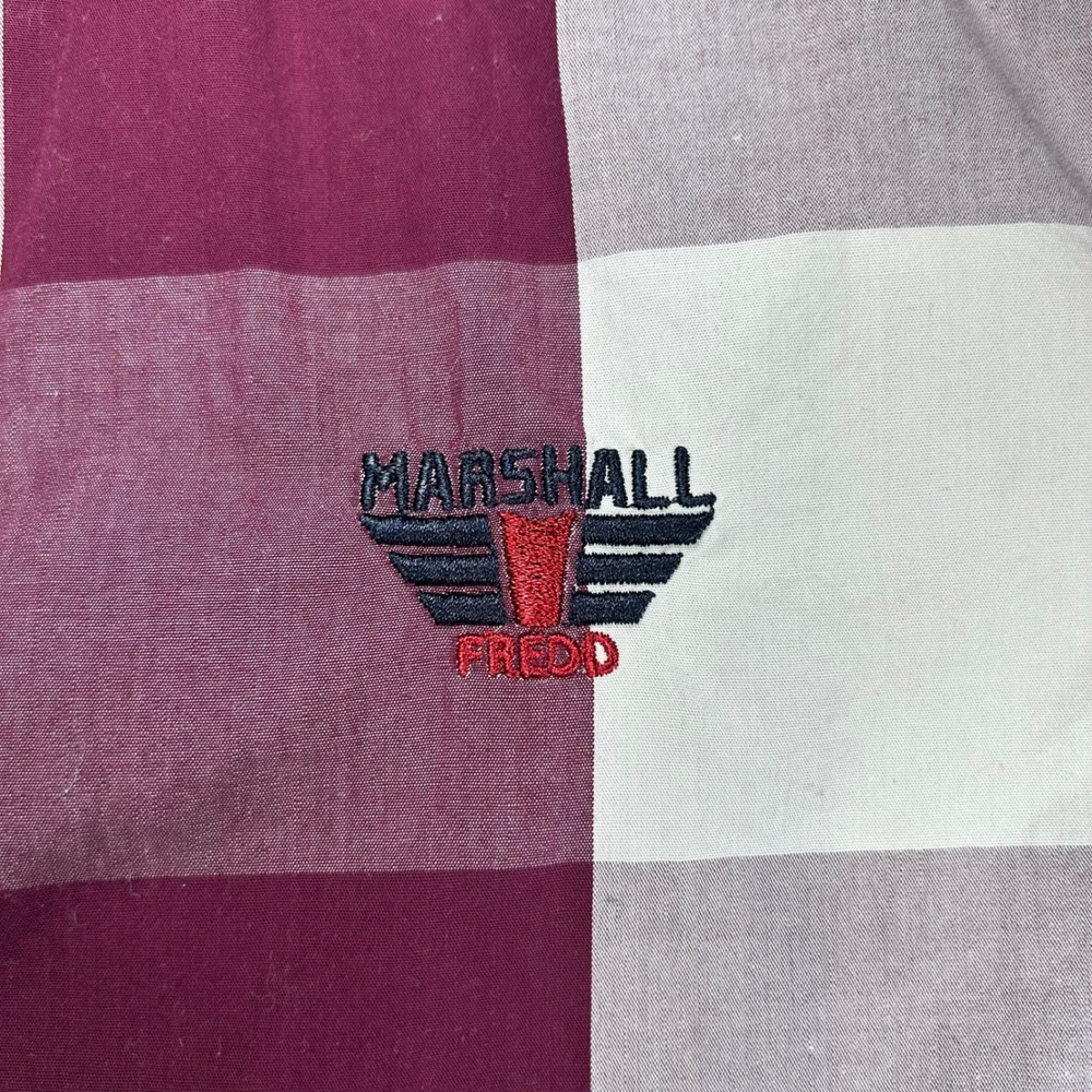 Fredd Marshall Mens Burgundy White Buffalo Check Long Sl Button Up Shirt Size L - Picture 5 of 6